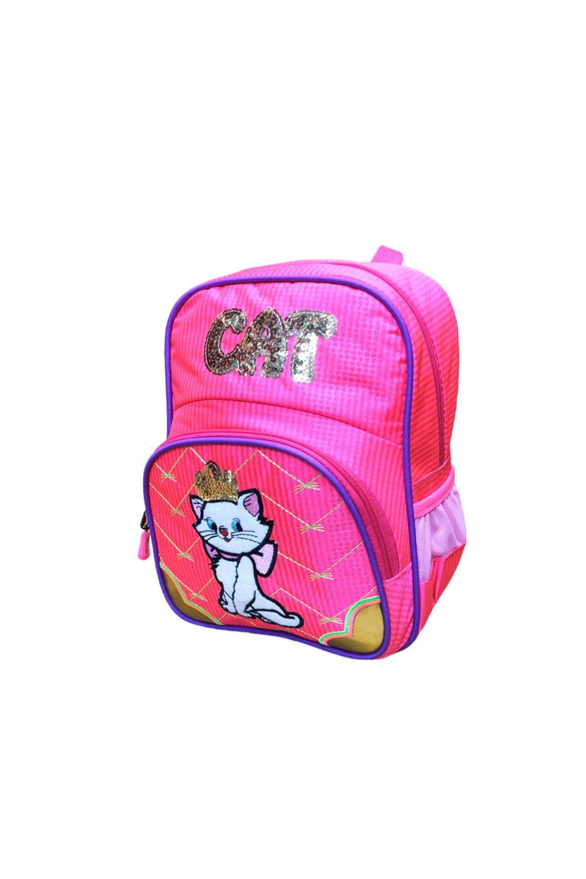 CAT Baskılı Parlak Pullu Nakışlı Pembe Anaokulu Çantası 2303