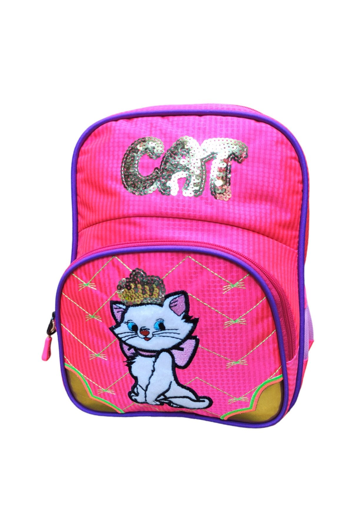 CAT Baskılı Parlak Pullu Nakışlı Pembe Anaokulu Çantası 2303