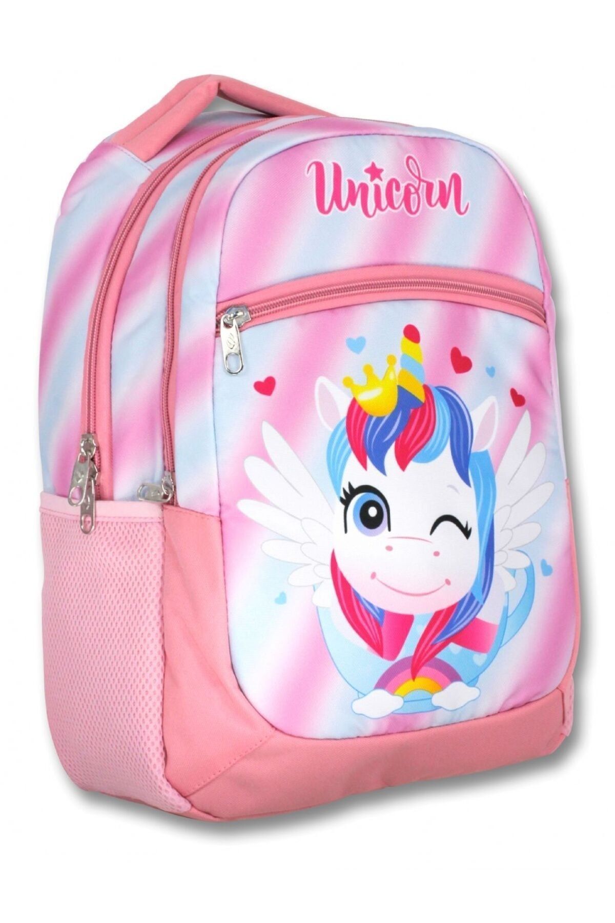 Cennec Üç Gözlü Pembe Renkli Sevimli Unicorn Kız Çocuk İlkokul Okul Çantası