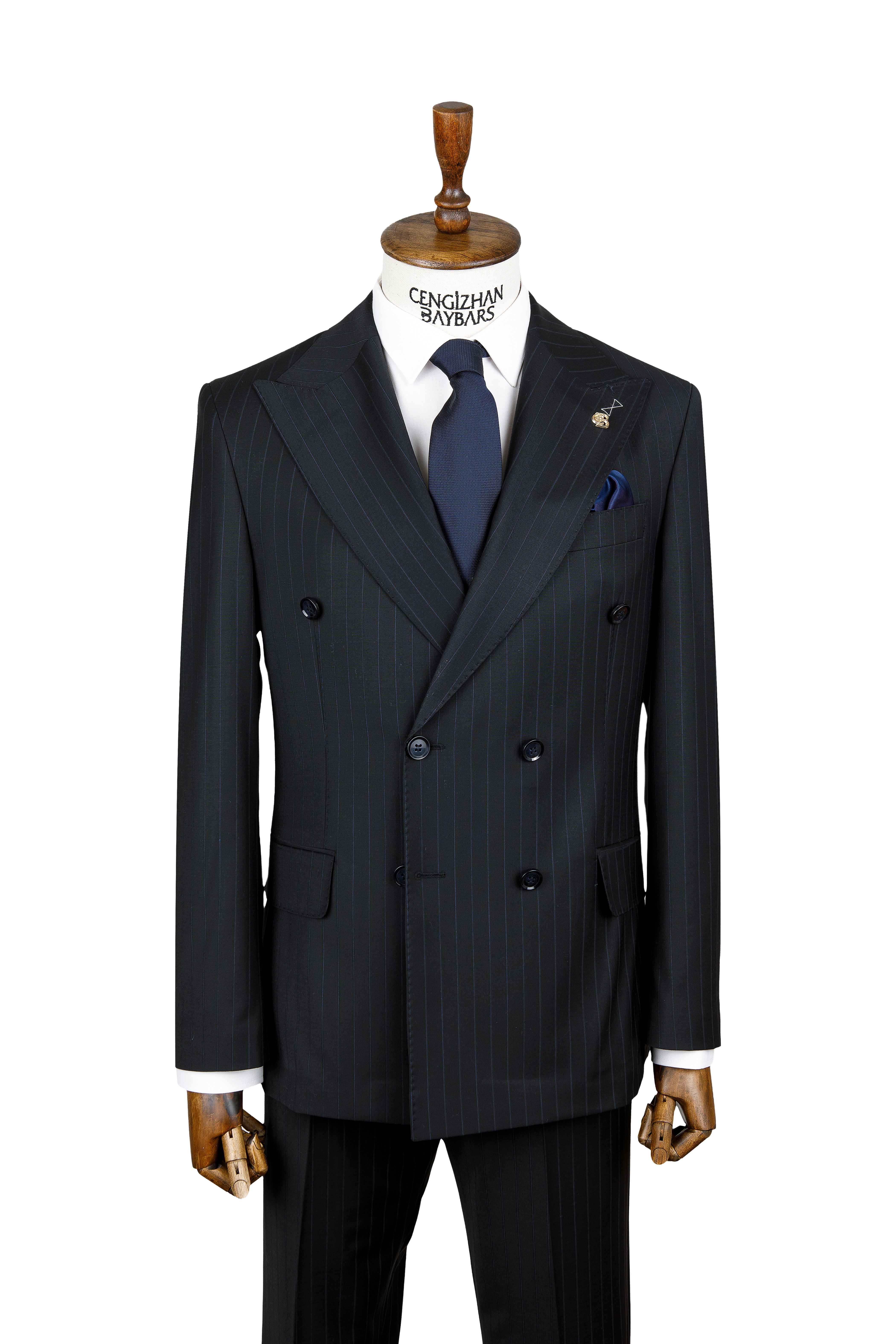 ÇİZGİLİ KRUVAZE TAKIM ELBİSE (WOOL)