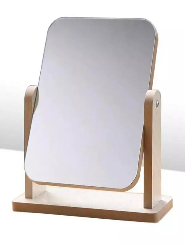 Dönebilir Lüx Ahşap Ayarlanabilir Masa, Makyaj, El Aynası Büyük Boy 18 Cm