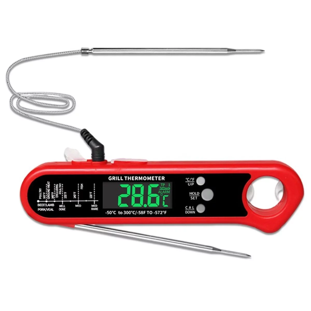 Çıkarılabilir Multi Problu Paslanmaz Dijital Et Yemek Termometresi -50°C-300°C Sıcaklık Ölçer