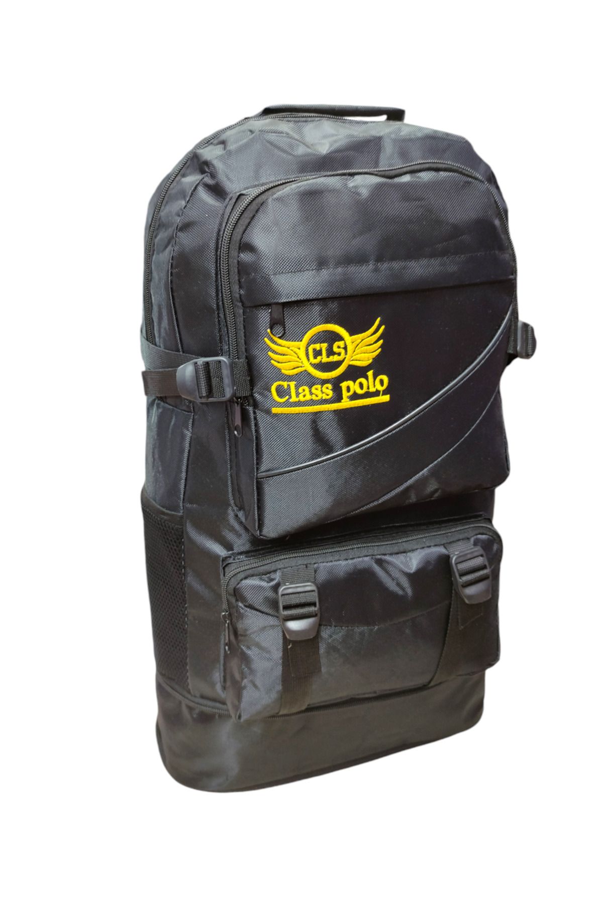 Class Polo Unisex Siyah Kalın Kumaş Körüklü Taban Üç Bölmeli Kamp&dağcı Sırt Çantası Outdoor 42 L