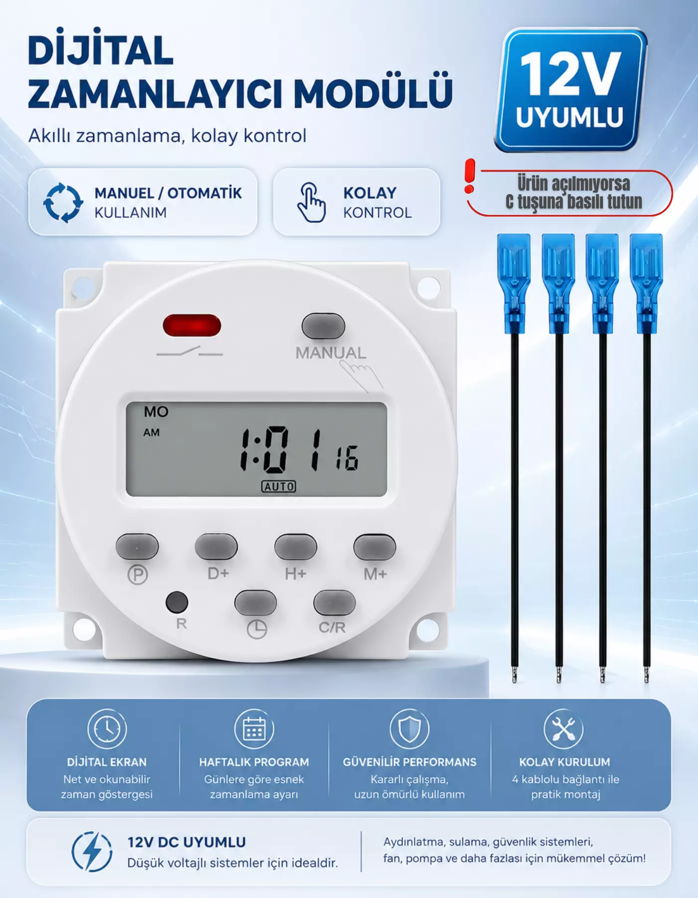 CN101A Programlanabilir Gecikmeli Zaman Ayarlı 12V Röle Kuluçka