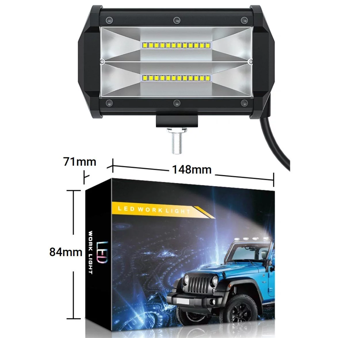 DC 9-30V Su Geçirmez Çift Sıra 24 LED Off Road Spot Lambası 72W