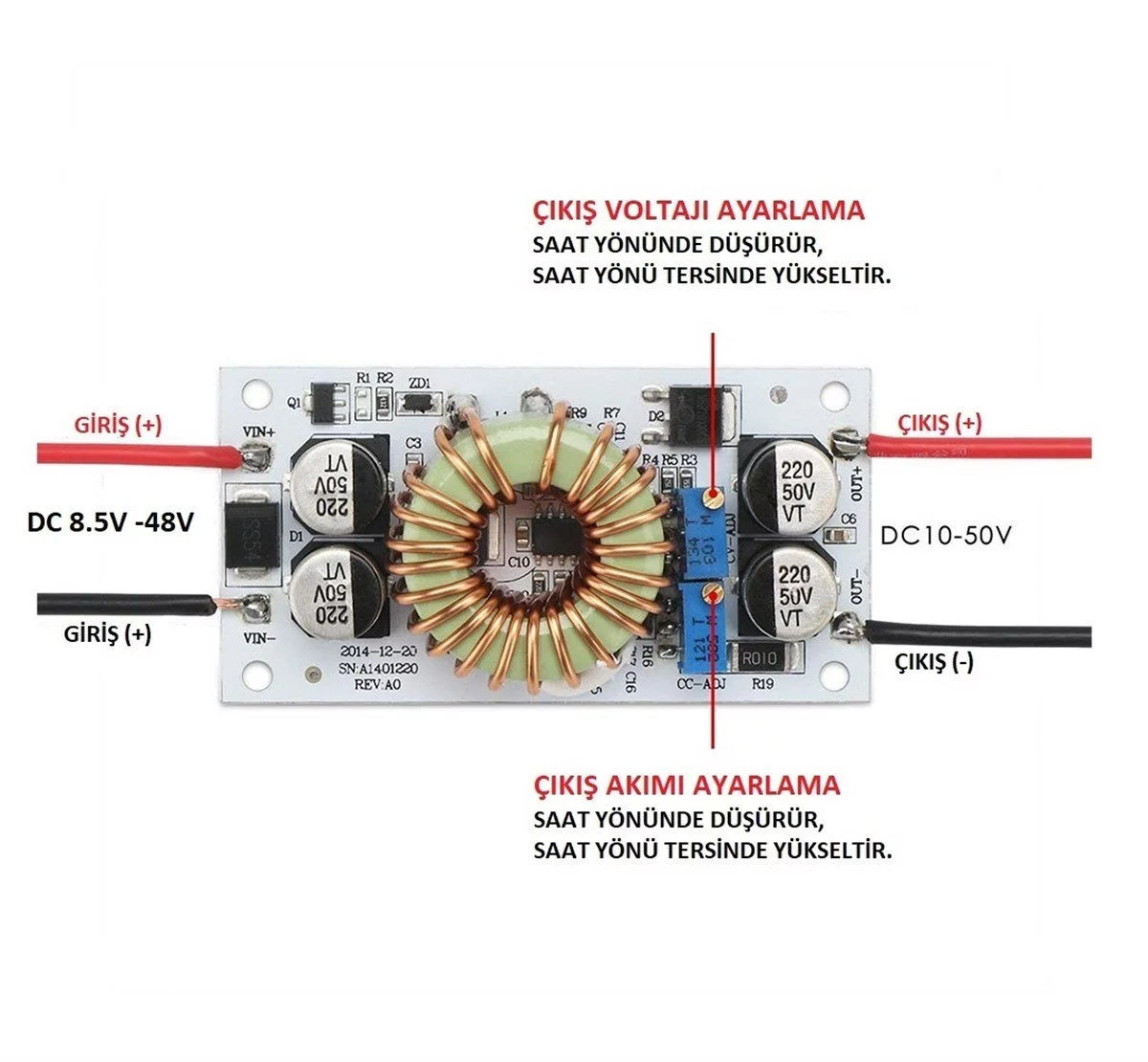 DC-DC 10A 250W Voltaj Yükseltici Devre Led Sürücü Converter