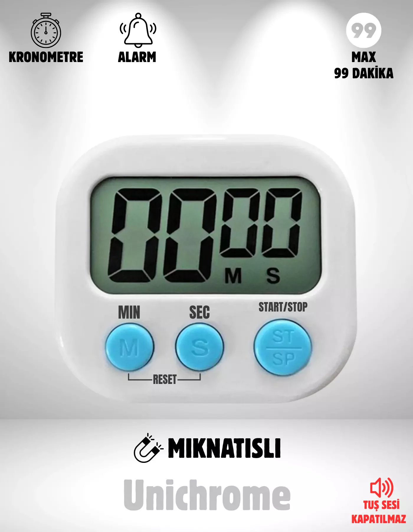 Dijital Ekranlı Alarmlı Mıknatıslı Mutfak Zamanlayıcı Fırın Timer
