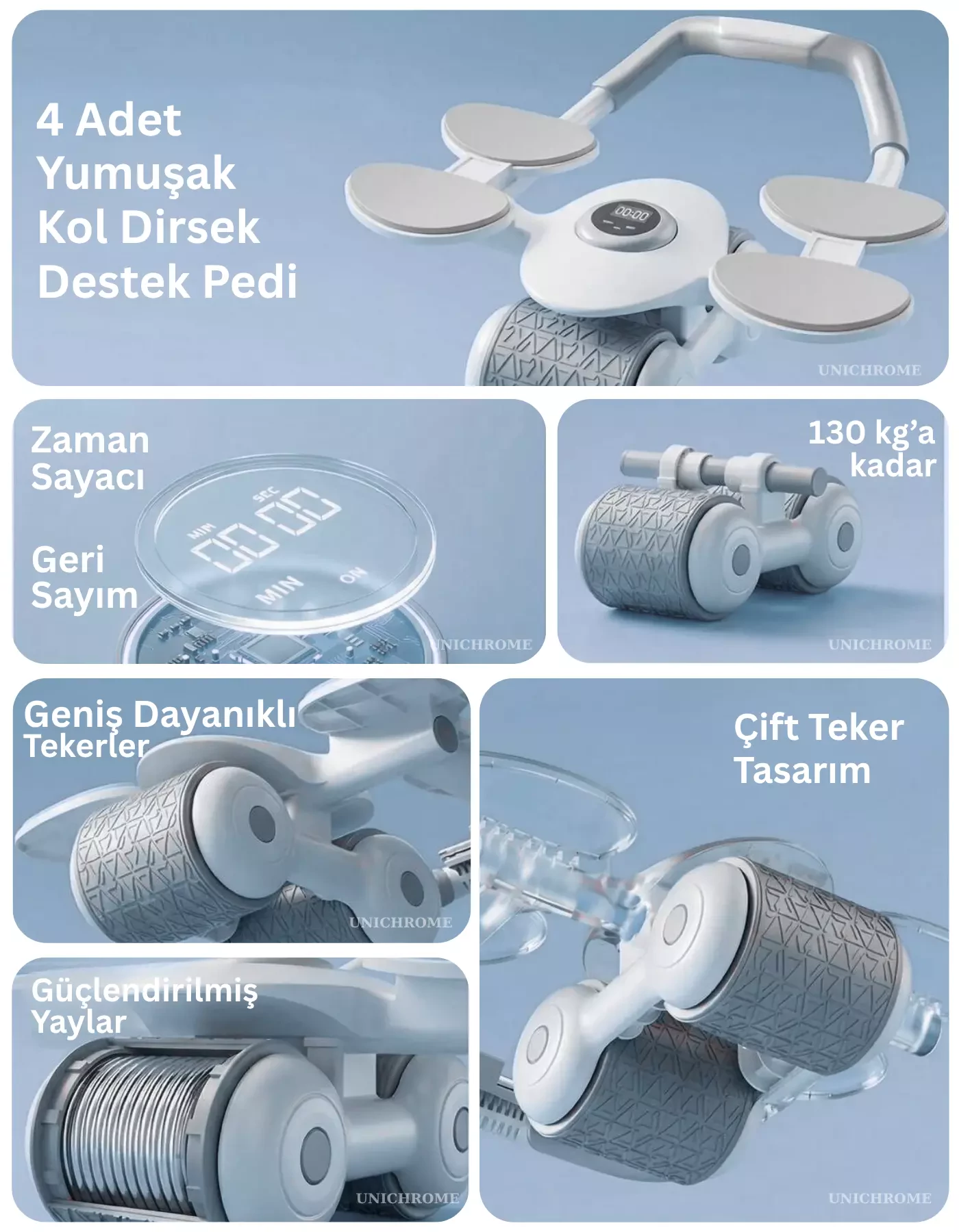 Dijital Ekranlı Çek Bırak - Dirsek Destekli Mekik Aleti - Karın Egzersiz Aleti