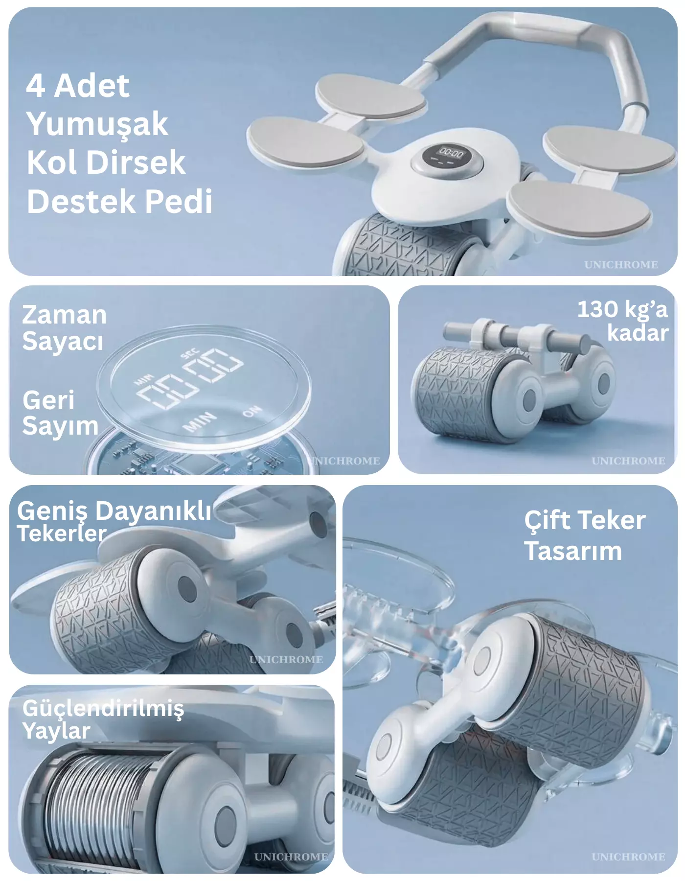 Dijital Ekranlı Çek Bırak - Dirsek Destekli Mekik Aleti - Karın Egzersiz Aleti