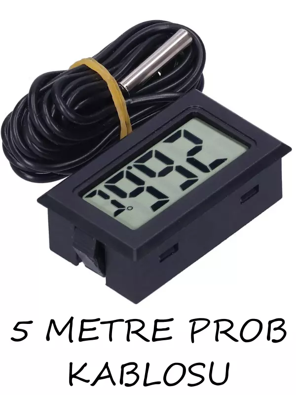 Dijital Iç Veya Dış Sıcaklık Ölçer Ev Ve Bebek Odası Termometre - 5 Metre Problu