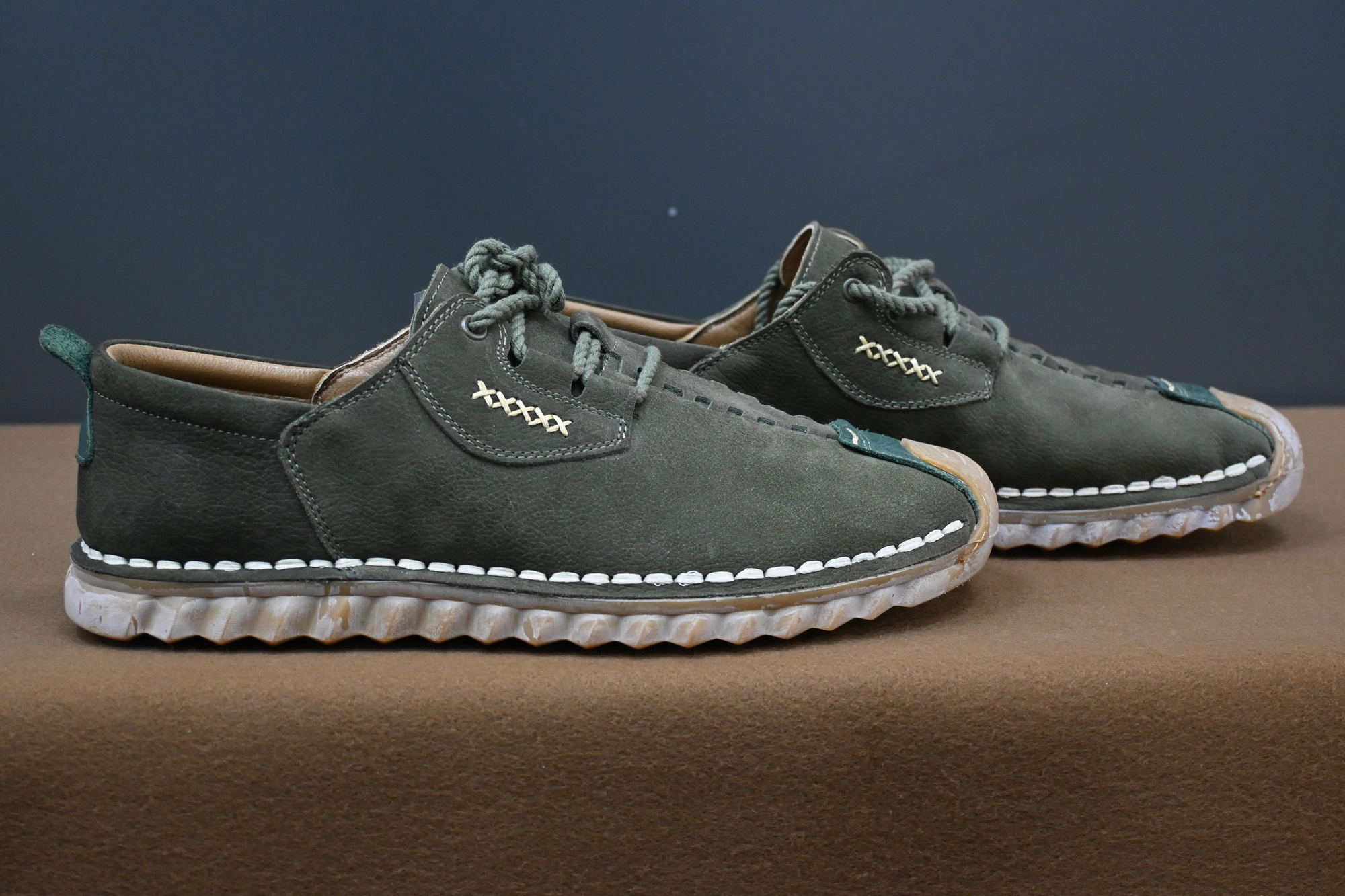Erkek Nubuk Deri Kaymaz Taban Bağcıklı Kundura