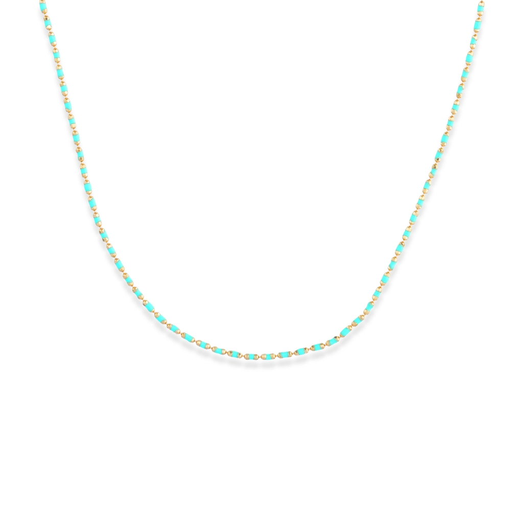 BLUE ENAMELED SAUSAGE CHAIN NECKLACE