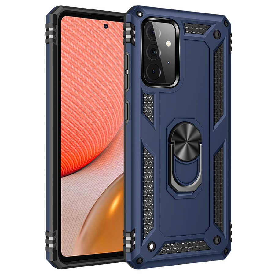 Galaxy A72 Kılıf Yüzüklü Standlı Manyetikli Armor Zırh