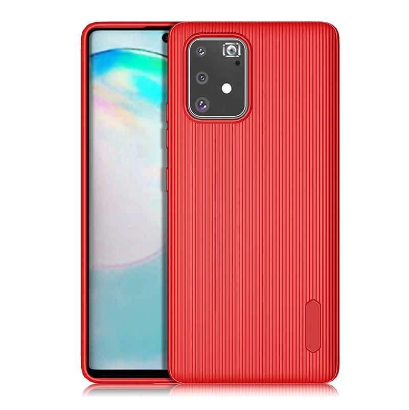 Galaxy A91 Çizgili Tasarım Kamera Korumalı Silikon Kılıf