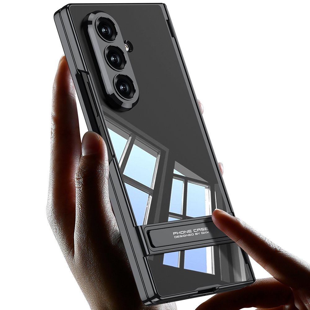Galaxy Z Fold 7 Kılıf Kamera Korumalı Şeffaf Tasarımlı Lego Standlı Kapak