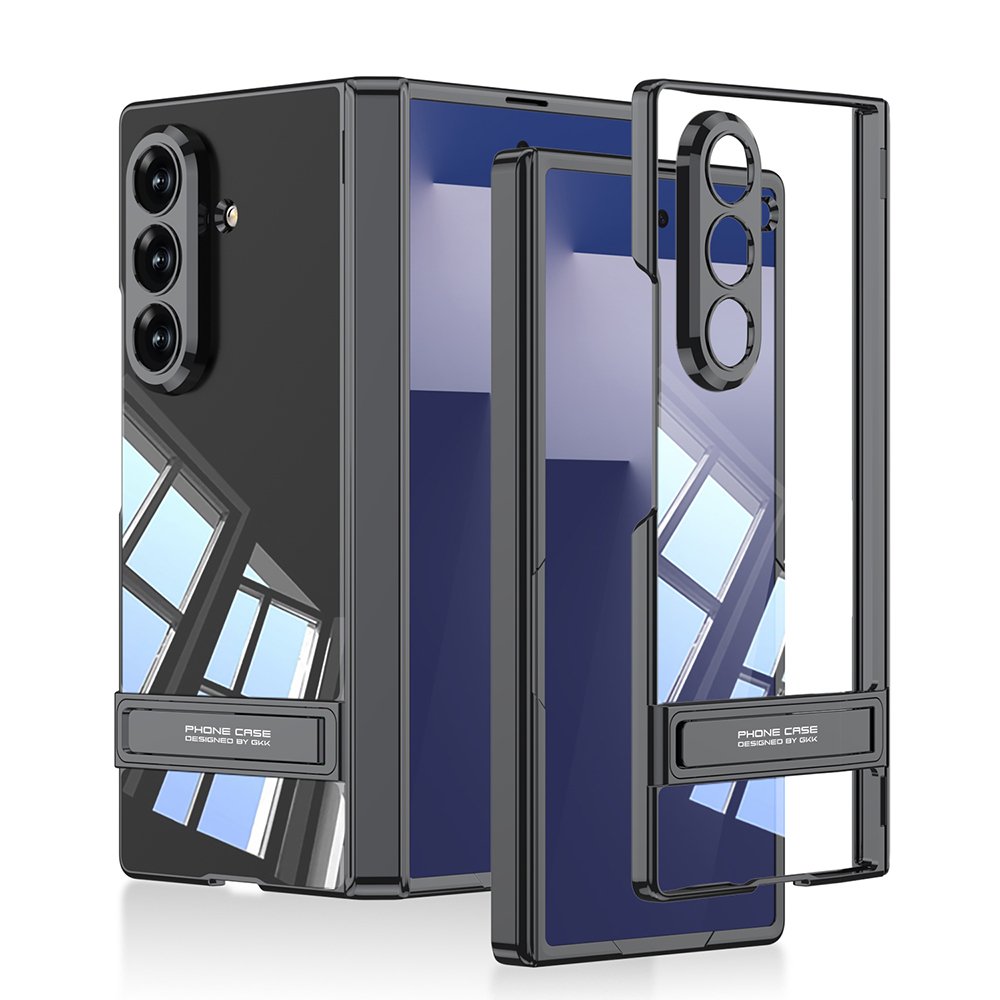 Galaxy Z Fold 7 Kılıf Kamera Korumalı Şeffaf Tasarımlı Lego Standlı Kapak
