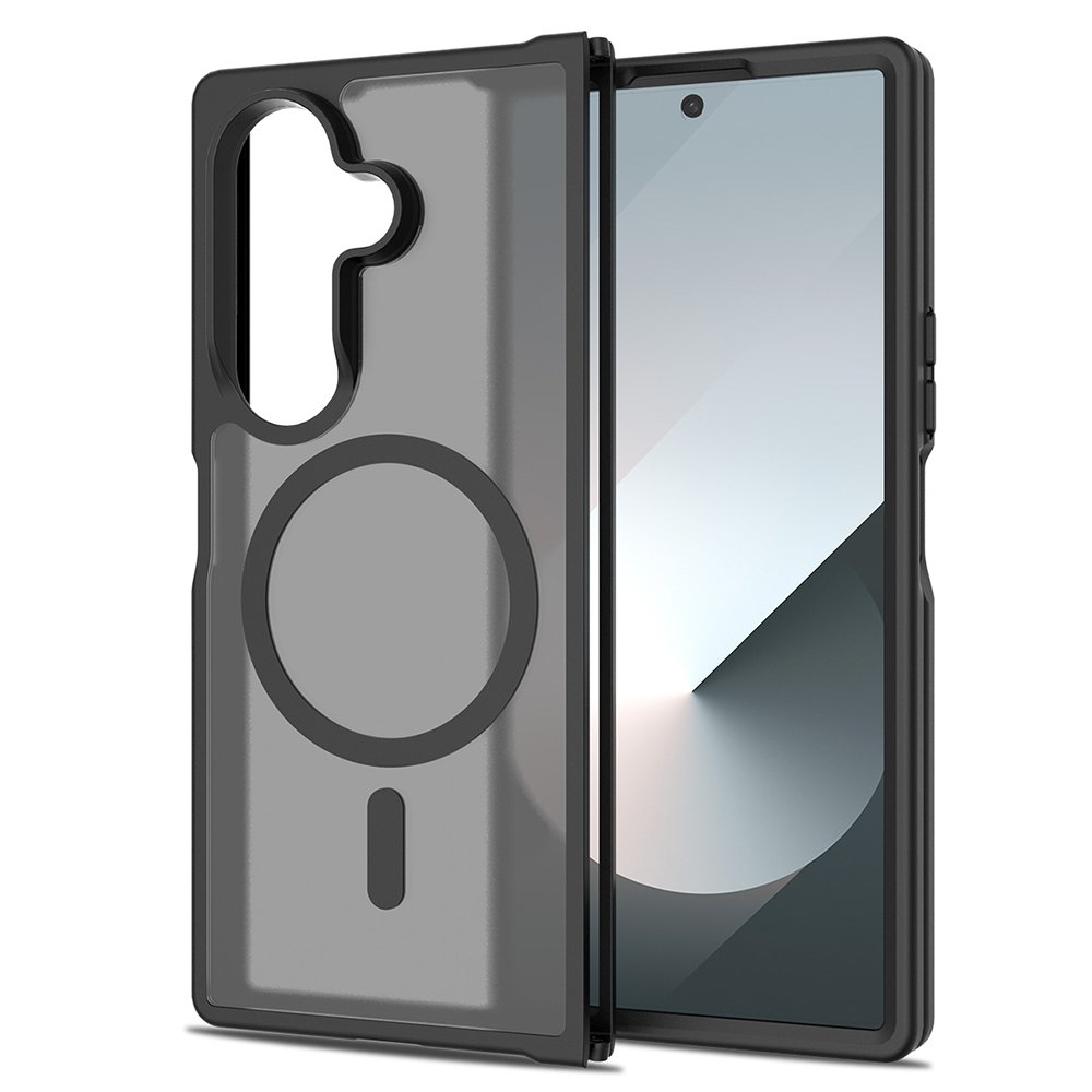 Galaxy Z Fold 7 Kılıf MagSafe Şarj Özellikli Kamera Korumalı Arkası Buzlu Şeffaf Lunex Kapak