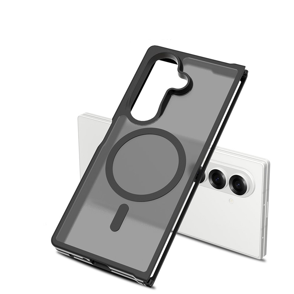 Galaxy Z Fold 7 Kılıf MagSafe Şarj Özellikli Kamera Korumalı Arkası Buzlu Şeffaf Lunex Kapak