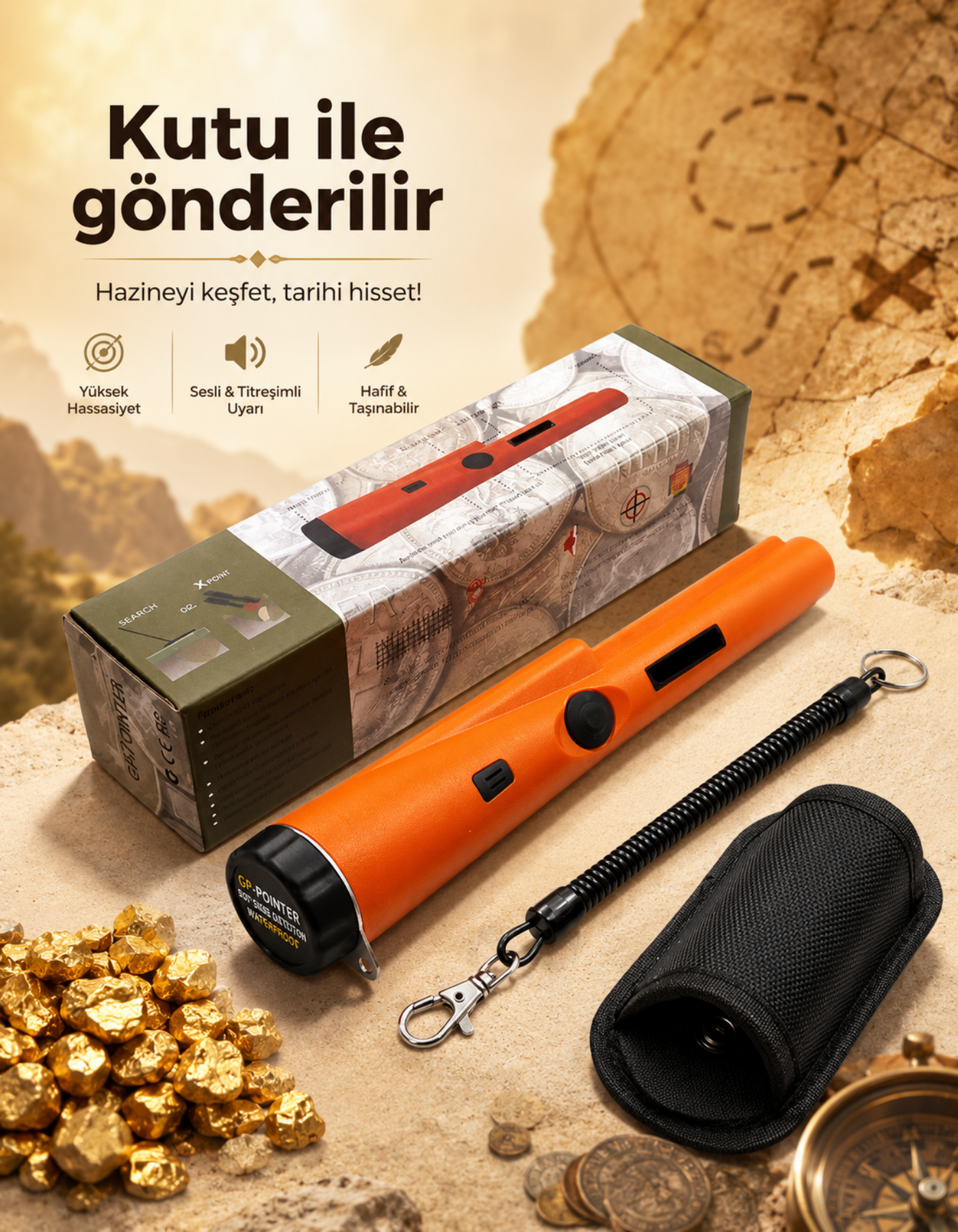 GP Pointer Altın Metal Dedektörü  El Tipi Su Geçirmez Altın Gümüş
