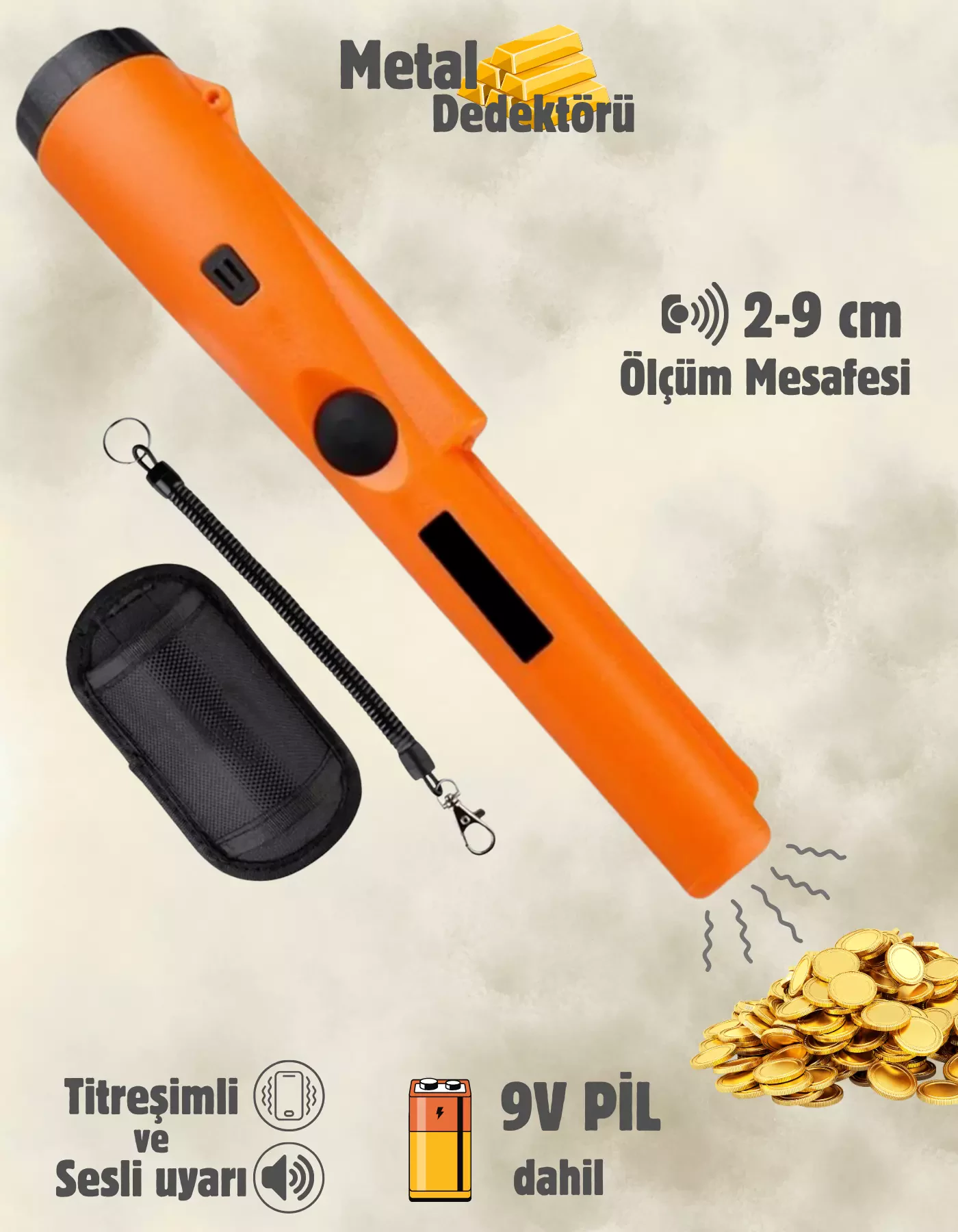 GP Pointer Altın Metal Dedektörü  El Tipi Su Geçirmez Altın Gümüş