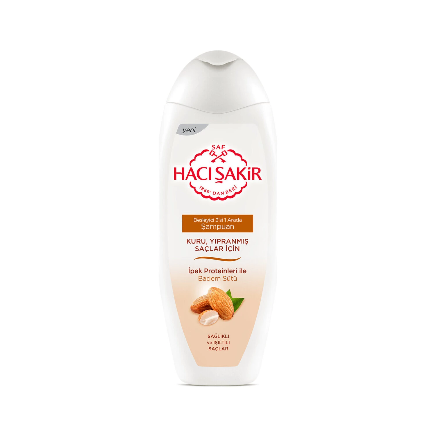 Hacı Şakir 2'si 1 Arada Kuru Yıpranmış Saçlar İçin Badem Sütü Şampuan 500 Ml