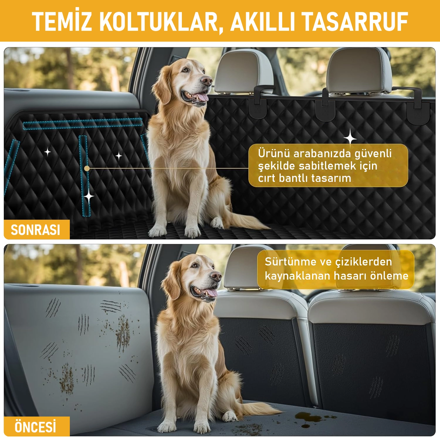 Haegs Araç Bagaj Örtüsü, Evcil Hayvan Köpek Bagaj Koruma Kılıfı - SUV, Sedan, Pickup Panelvan Bagaj Havuzu, Araba için Su Geçirmez Bagaj Koruyucu Kılıf Örtü Mat- Small - Gri
