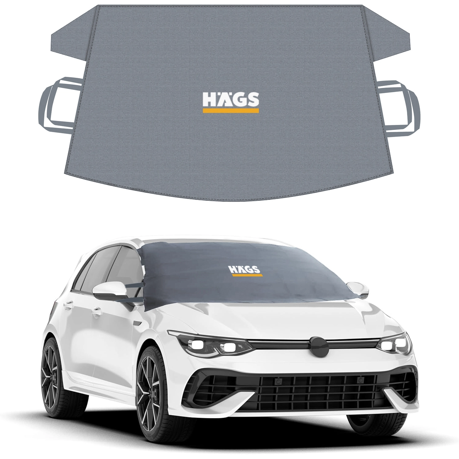 Haegs Buz ve Kar Önleyici Araç Ön Cam Örtüsü Brandası | Ağır Hizmet Tipi 600D Oxford Kumaş | Arabalar, SUV`lar, Kamyonetler İçin Oto Ön Cam Koruyucu Güneşlik | Don Örtüsü (162x106cm) S - Gri