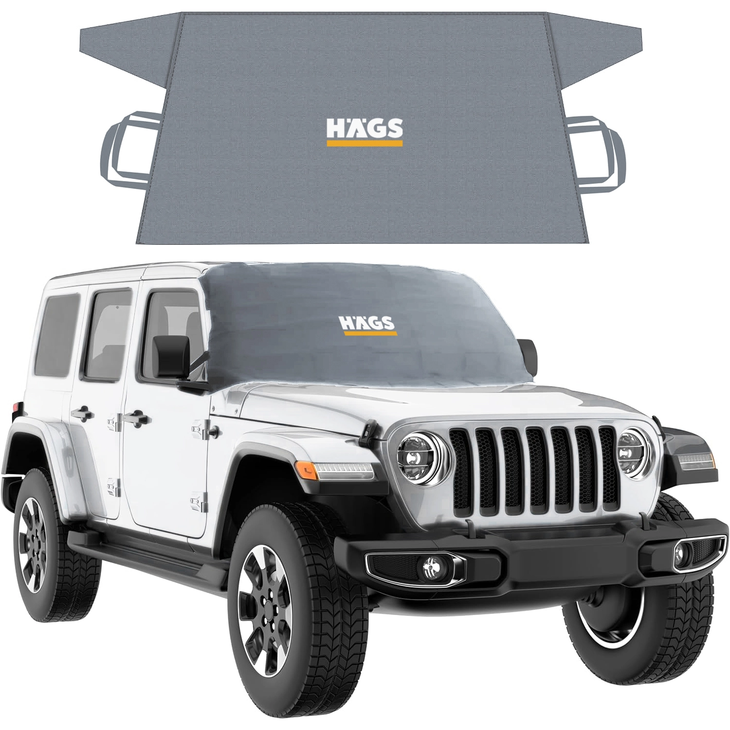Haegs Buz ve Kar Önleyici Araç Ön Cam Örtüsü Brandası | Ağır Hizmet Tipi 600D Oxford Kumaş | Arabalar, SUV`lar, Kamyonetler İçin Oto Ön Cam Koruyucu Güneşlik | Don Örtüsü (165x76cm) XS - Gri