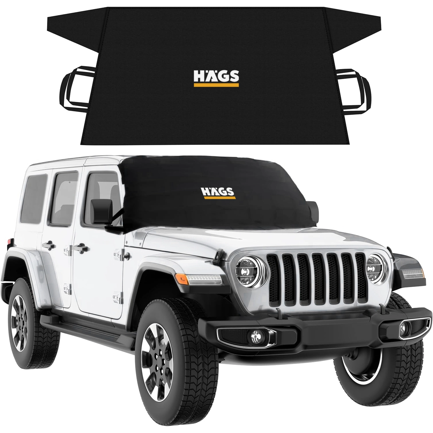 Haegs Buz ve Kar Önleyici Araç Ön Cam Örtüsü Brandası | Ağır Hizmet Tipi 600D Oxford Kumaş | Arabalar, SUV`lar, Kamyonetler İçin Oto Ön Cam Koruyucu Güneşlik | Don Örtüsü (165x76cm) XS - Siyah