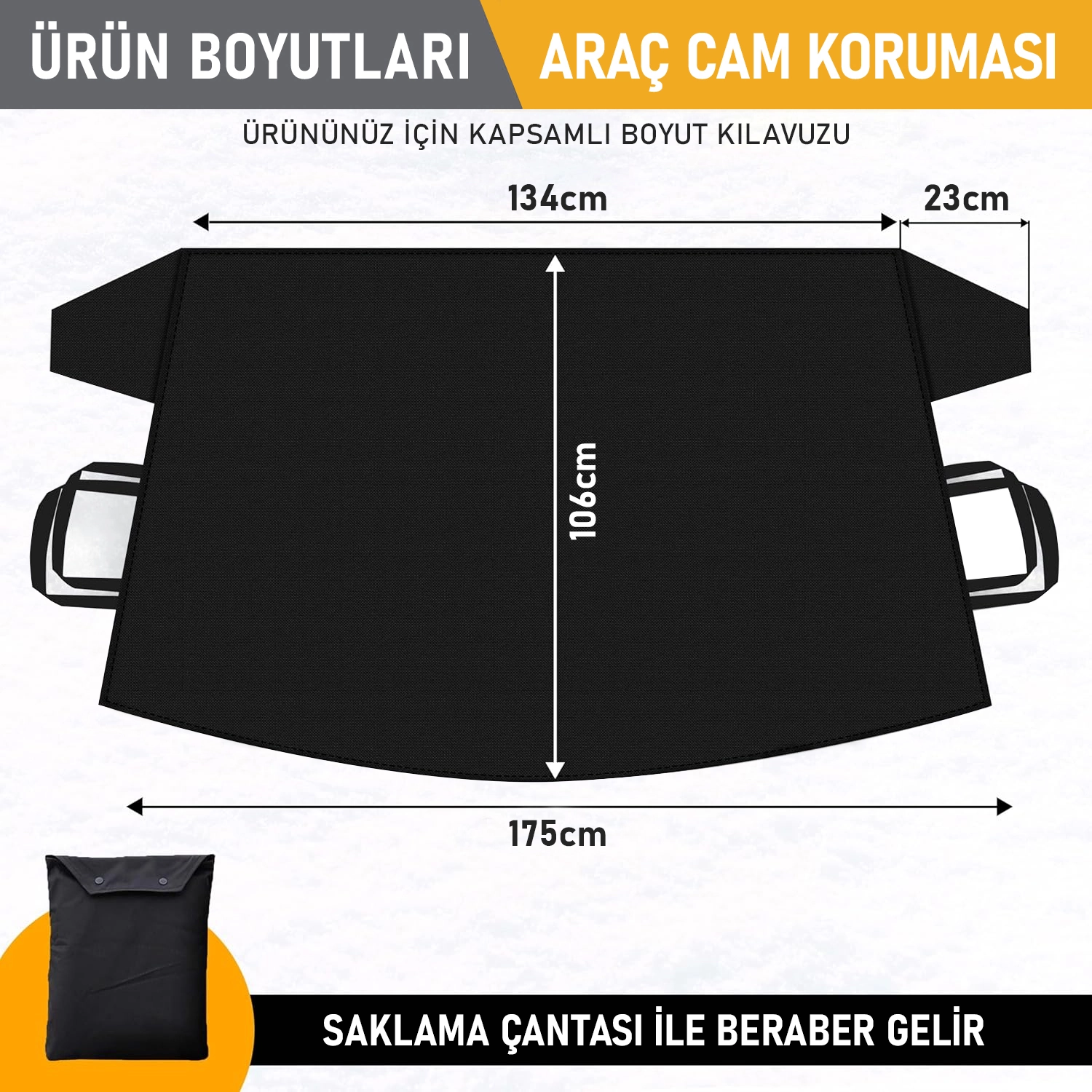 Haegs Buz ve Kar Önleyici Araç Ön Cam Örtüsü Brandası | Ağır Hizmet Tipi 600D Oxford Kumaş | Arabalar, SUV`lar, Kamyonetler İçin Oto Ön Cam Koruyucu Güneşlik | Don Örtüsü (175x106cm) STD - Gri