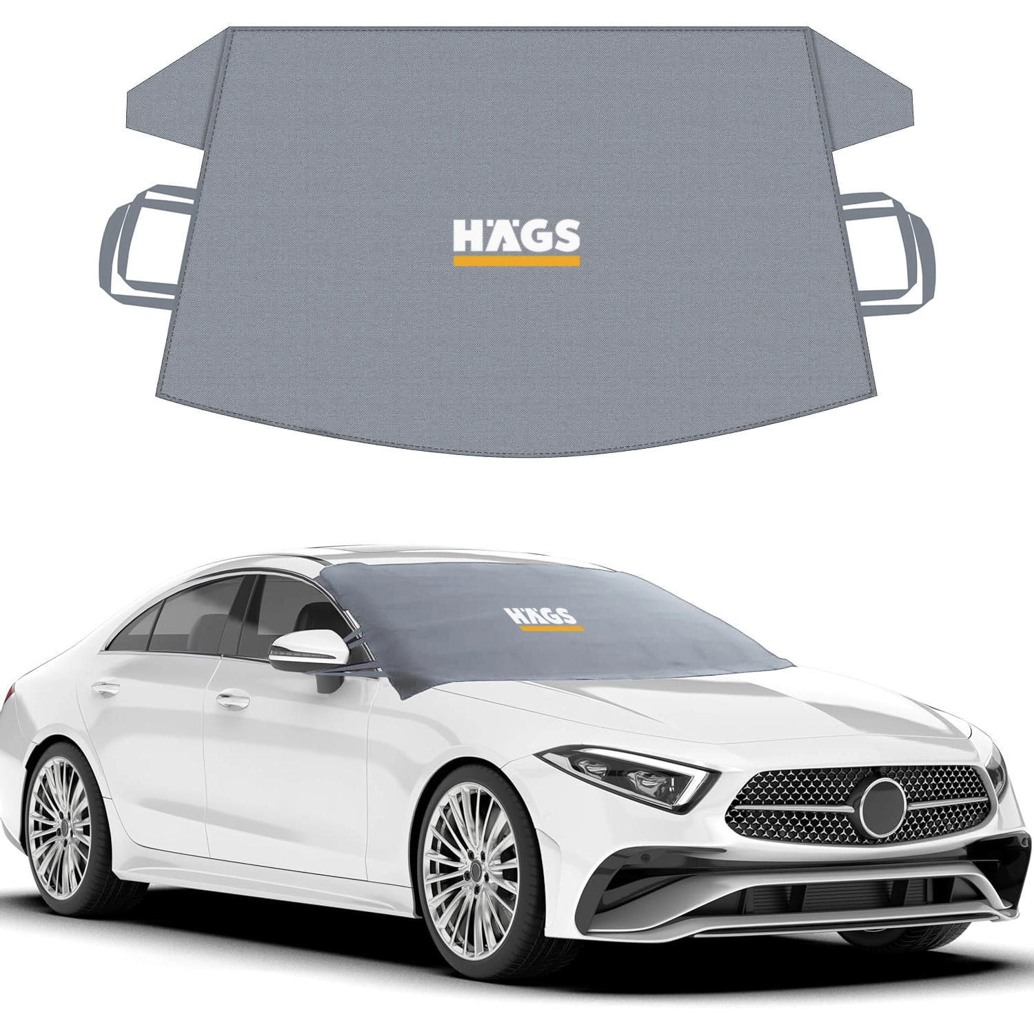 Haegs Buz ve Kar Önleyici Araç Ön Cam Örtüsü Brandası | Ağır Hizmet Tipi 600D Oxford Kumaş | Arabalar, SUV`lar, Kamyonetler İçin Oto Ön Cam Koruyucu Güneşlik | Don Örtüsü (175x106cm) STD - Gri