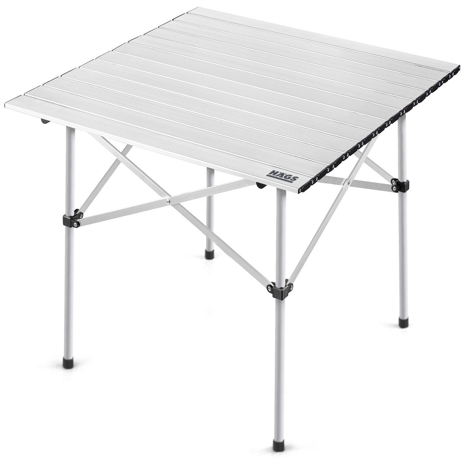 Haegs Güçlendirilmiş Alüminyum Katlanır Kamp Masası, Katlanabilir Outdoor Masa, Piknik Masası, Menteşeli Sistem, Dayanıklı Sağlam Gövdeli Kamp Masası, Taşınabilir Hafif, 3-4 Kişilik, 70x70x60cm Gümüş