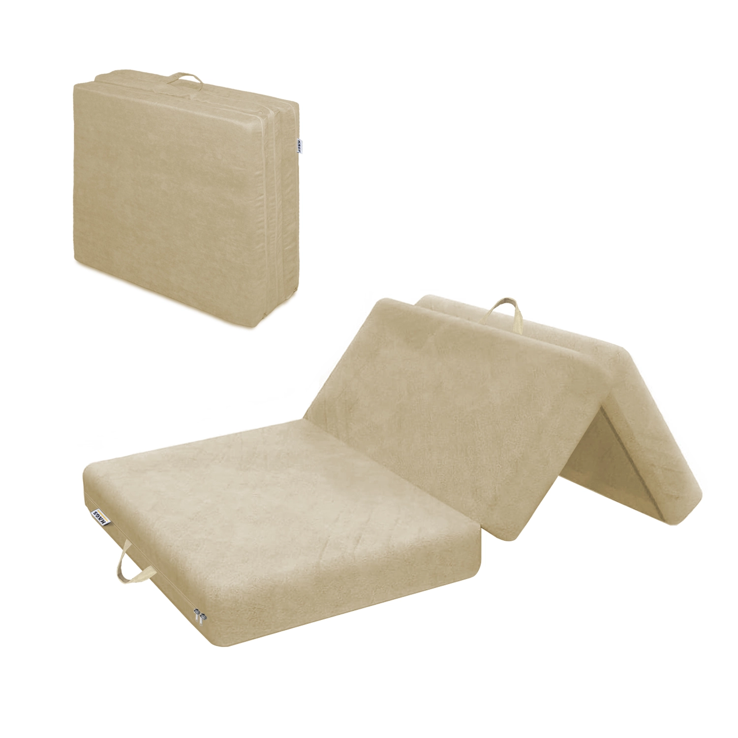 Haegs Katlanır Yatak, Kamp Yatağı, Kamp Matı, Taşınabilir Yer Yatağı, Yıkanabilir Kılıf, Misafir için, Seyahat, Kamp, Araç, Karavan, Çadır ve Yoga için İdeal; 22 Dens - 155x65x10 cm - Bej
