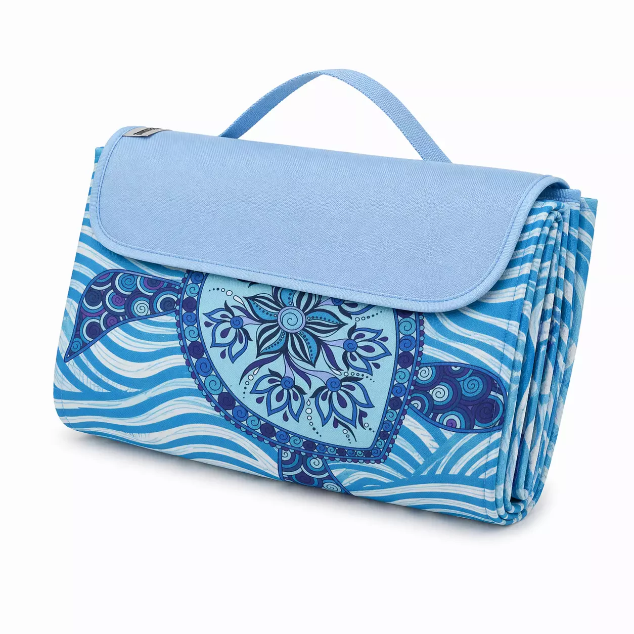 Haegs Piknik Örtüsü, Çanta Kamp Matı, Plaj Matı, Piknik Yer Örtüsü, Seyahat, Kamp, Outdoor, Park Çim Kum Tutmaz, Su Geçirmez, Kullanışlı Çanta Model, Katlanabilir 200x150cm - Etnik Kaplumbağa Mavi