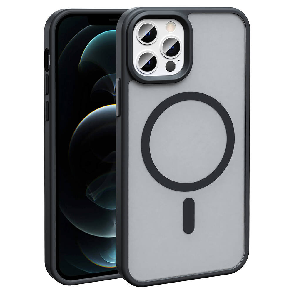 iPhone 12 Pro Kılıf Mat Arka Yüzey Wireless Şarj Özellikli Sio Magsafe Kapak