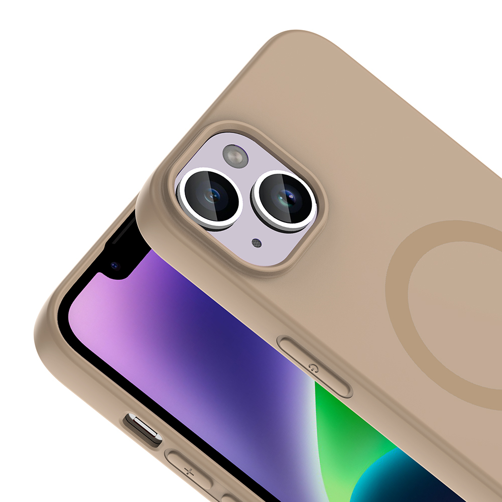 iPhone 14 Kılıf MagSafe Şarj Özellikli Soft Mat Tasarım Aris Silikon Kapak