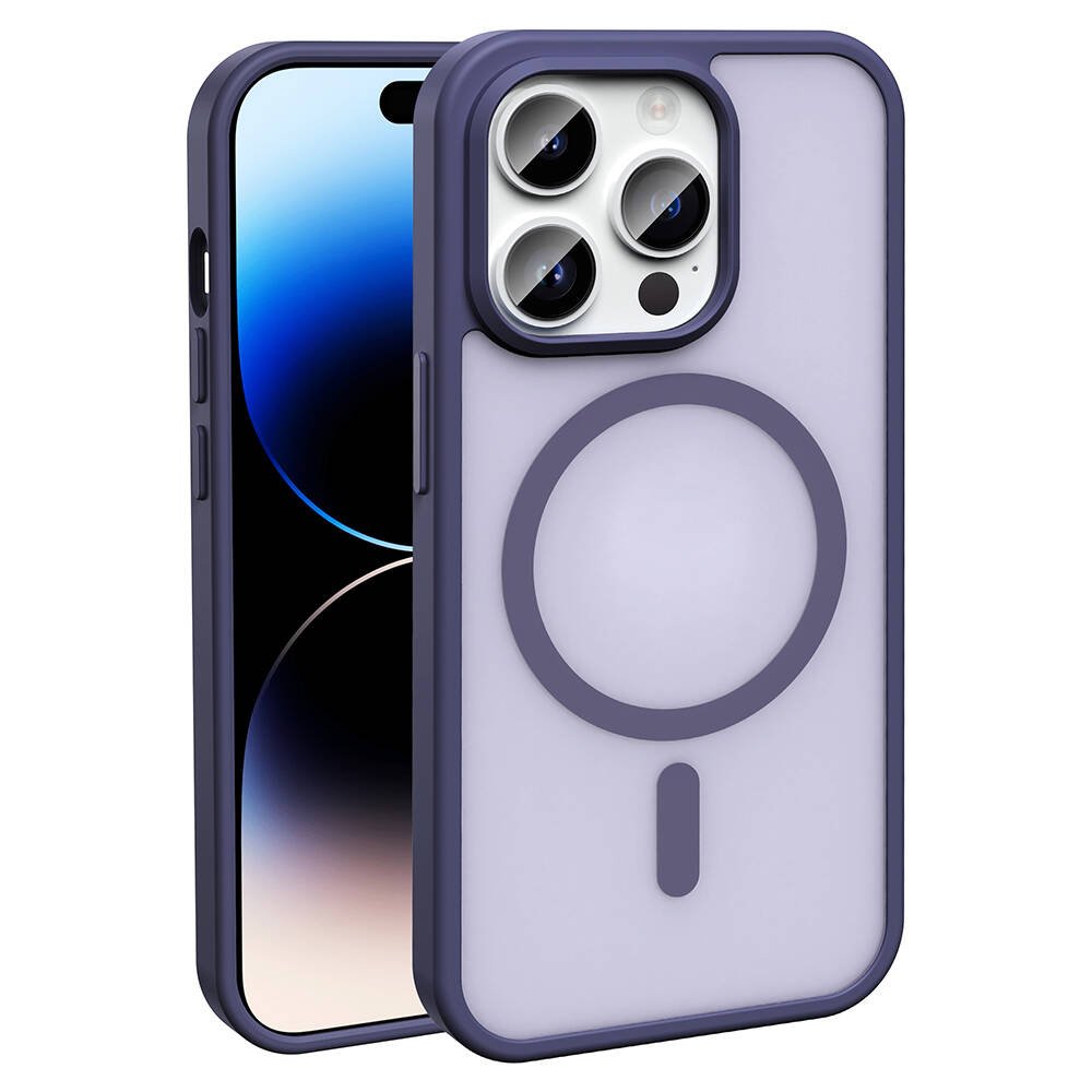 iPhone 14 Pro Kılıf Mat Arka Yüzey Wireless Şarj Özellikli Sio Magsafe Kapak