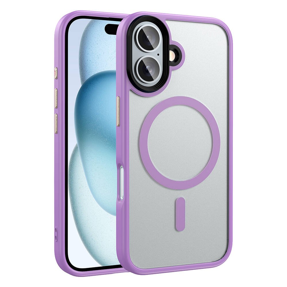 iPhone 16 Kılıf Mat Arka Yüzey Wireless Şarj Özellikli Zore Flet M-safe Kapak