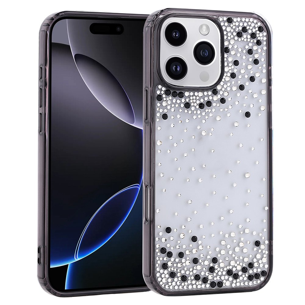 iPhone 16 Pro Max Kılıf Airbag Tasarımlı Damla Taşlı Şeffaf Pera Silikon Kapak