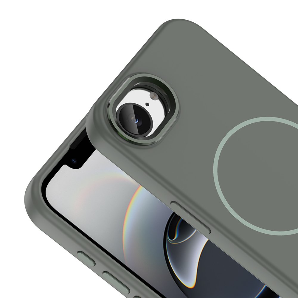 iPhone 16E Kılıf MagSafe Şarj Özellikli Metal Kamera Çerçeveli Edi Silikon Kapak