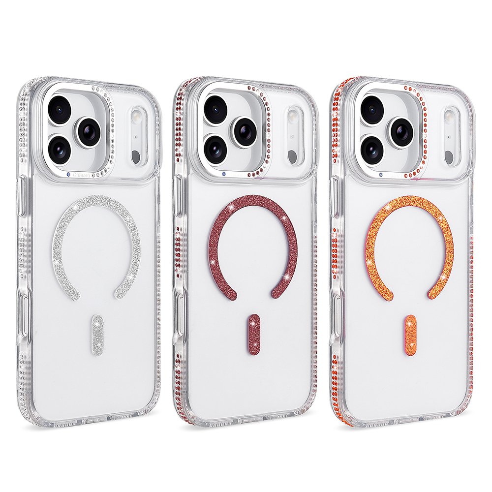iPhone 18 Pro Max Kılıf Magsafe Şarj Özellikli Taşlı Lüx Tasarım Tera Silikon Kapak