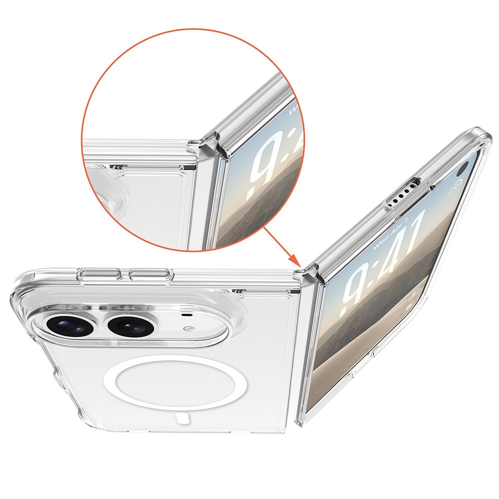 iPhone Duo Kılıf Magsafe Şarj Özellikli Şeffaf Kamera Çerçeveli UTS PC Kapak