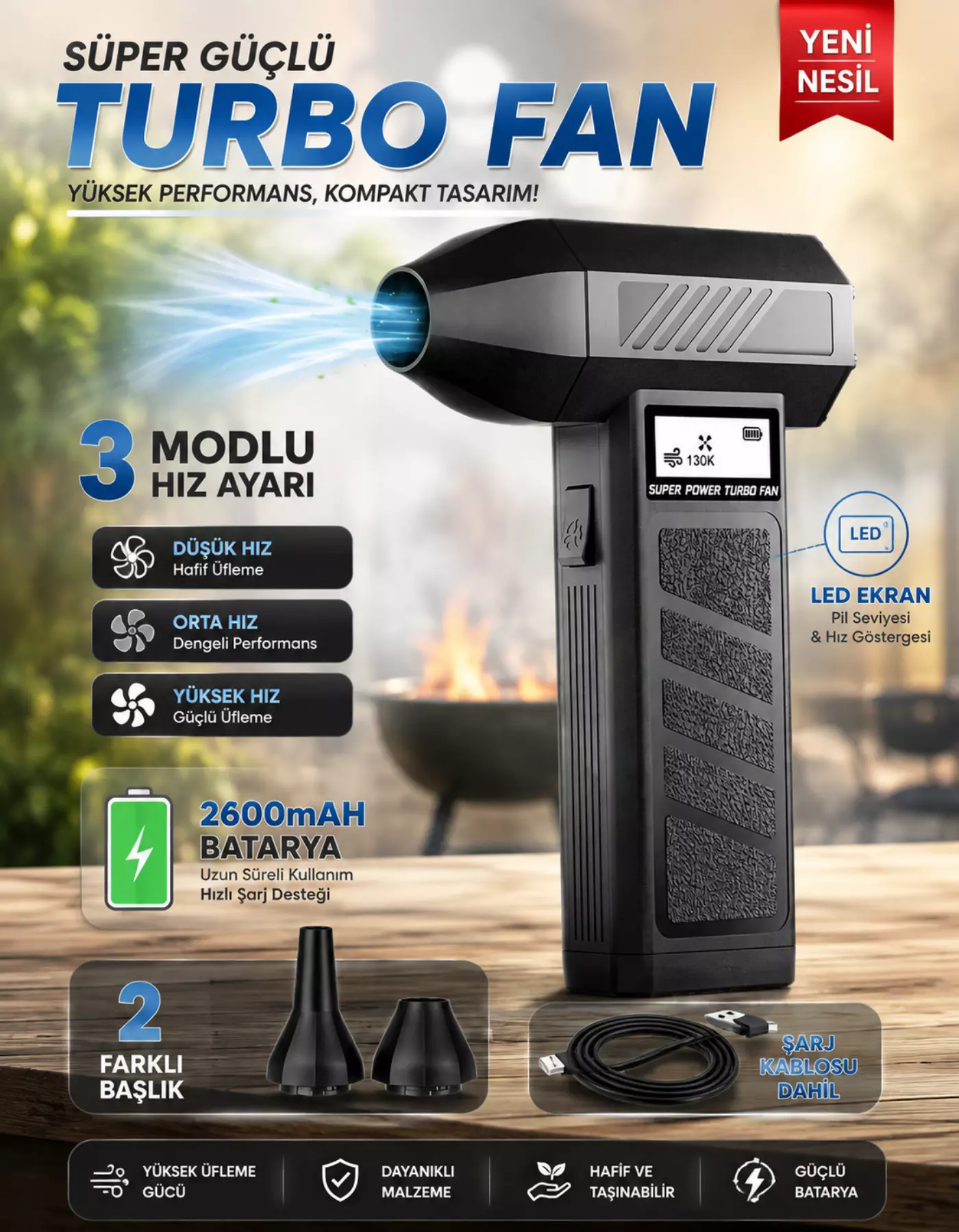 Işıklı Mini Turbo Jet Fan 130000rpm Araba Aksesuarları Temizleme Üfleyici Aracı Kar Üfleyen