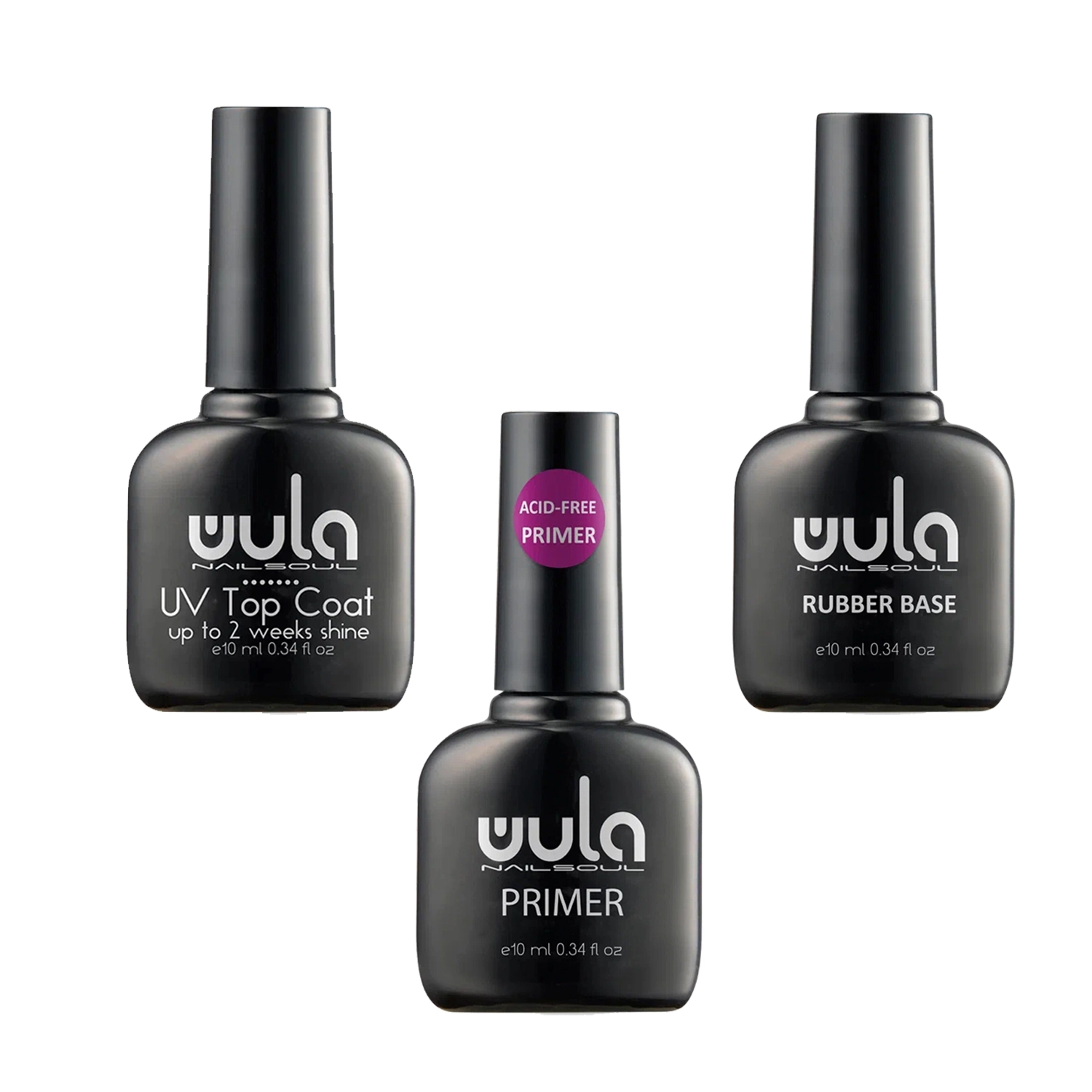 Wula Nailsoul Kalıcı Oje Kurutucu Set 10ML - Top coat - Primer - Base coat