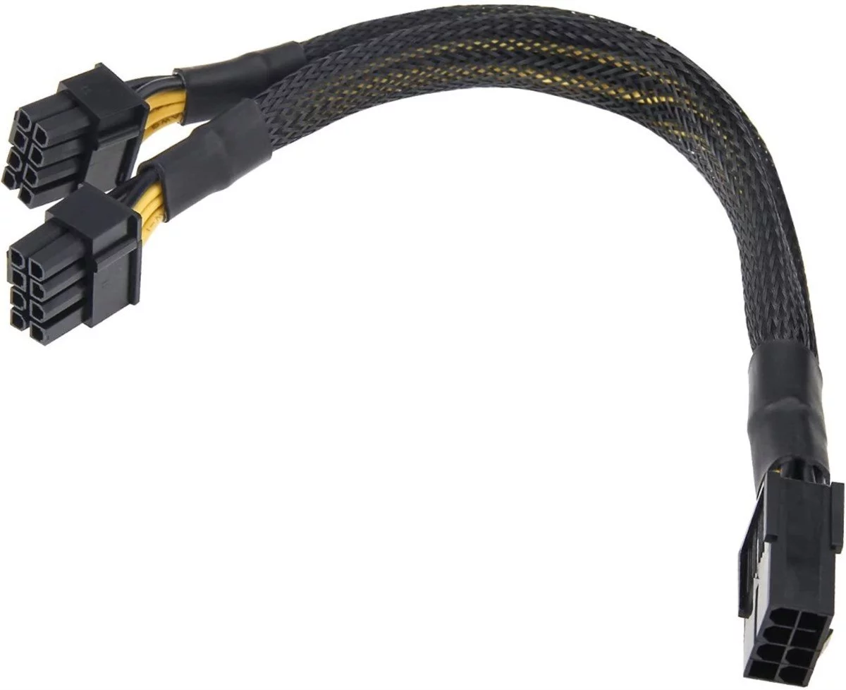 Kaplamalı 8 Pin Power Splitter PCI-E 8 (6+2)Pin Çoklayıcı Kablo