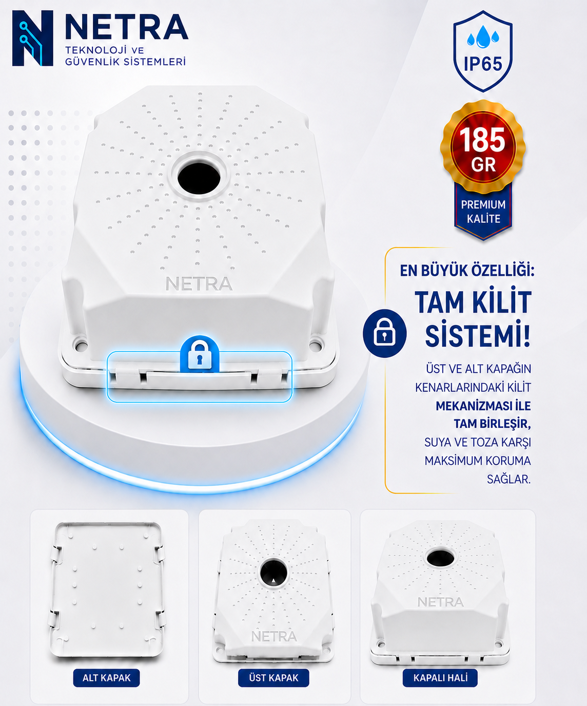 Kilitli Kamera Montaj Buatı Kare Büyük Boy Buat, Taban Dahil 13cm X 13cm 185GR