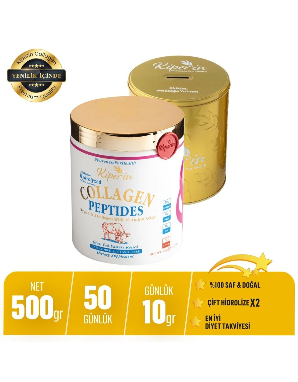 Kiperin Collagen Peptitler içeren Diyet Takviyesi(50günlük) 3509