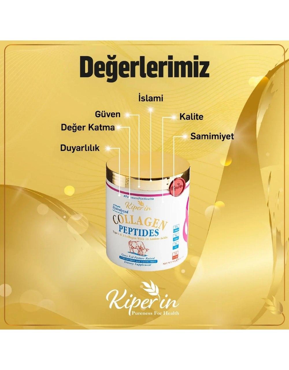 Kiperin Collagen Peptitler içeren Diyet Takviyesi(50günlük) 3509