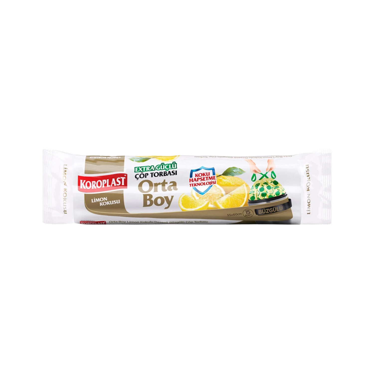 Koroplast Limon Kokulu Büzgülü Orta Boy Çöp Torbası