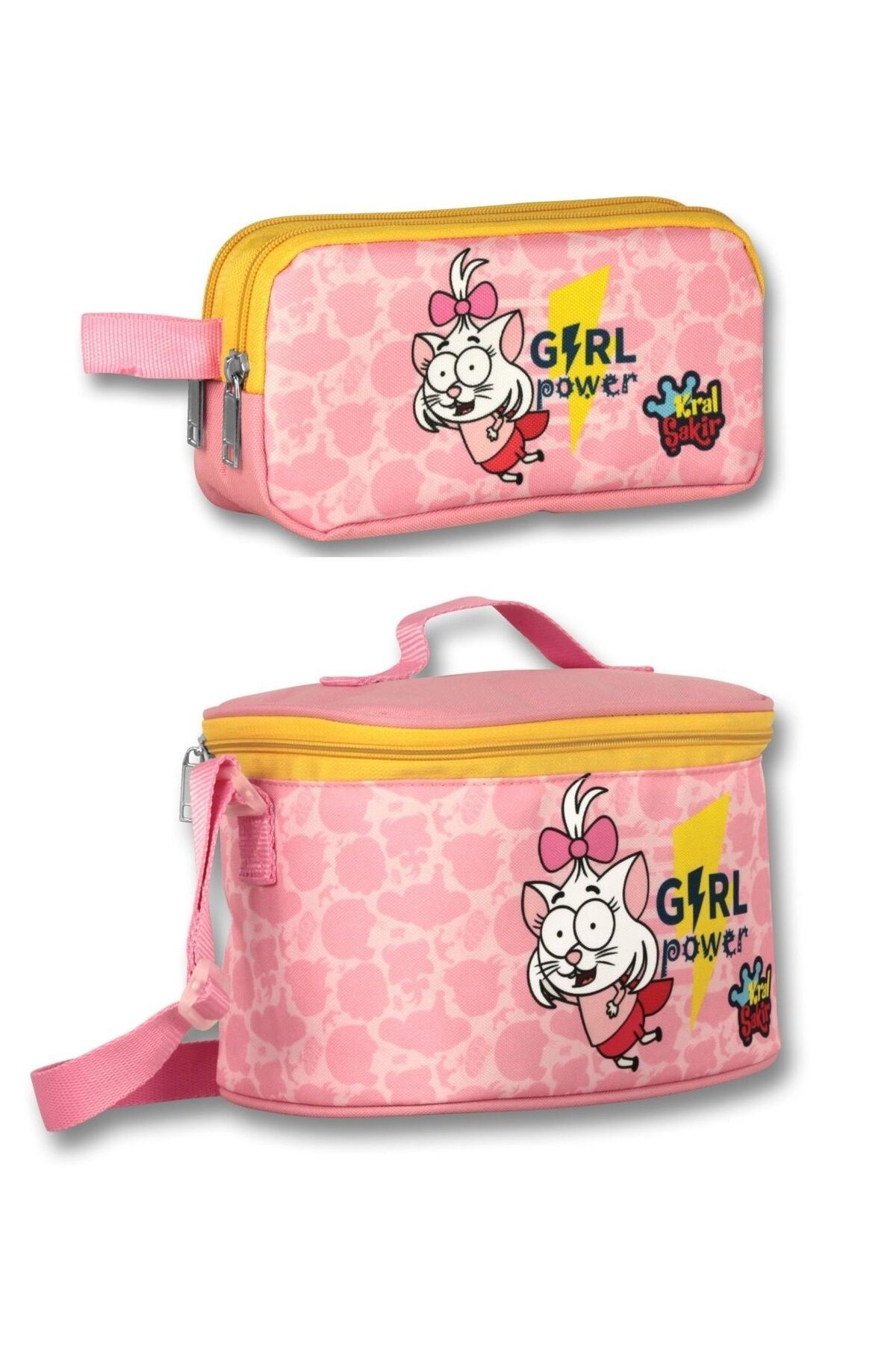 Kral Şakir Girl Power Isı Yalıtımlı Beslenme Çantası Ve Kalemlik Seti - Pembe - Kız Çocuk